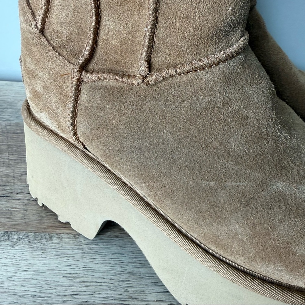 UGG Authentic Classic Twin Seam New Heights Chestnut Suede Platform Zipper Sz 6 - Picture 13 of 13